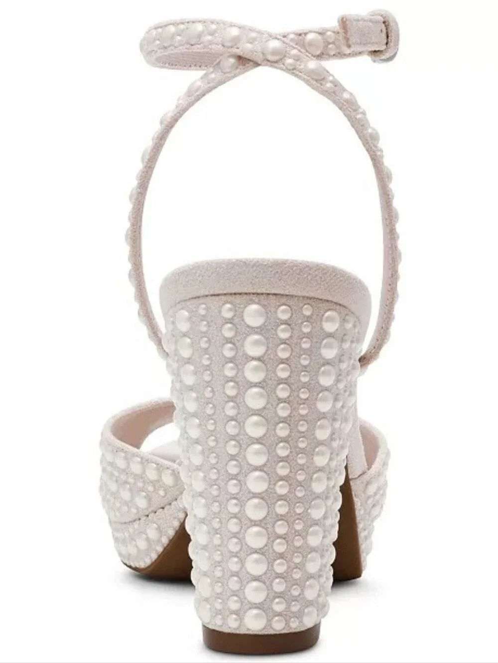 Anne Klein Vanna-P Pearl Embellished Platform Block Heel Sandals Size 9 New